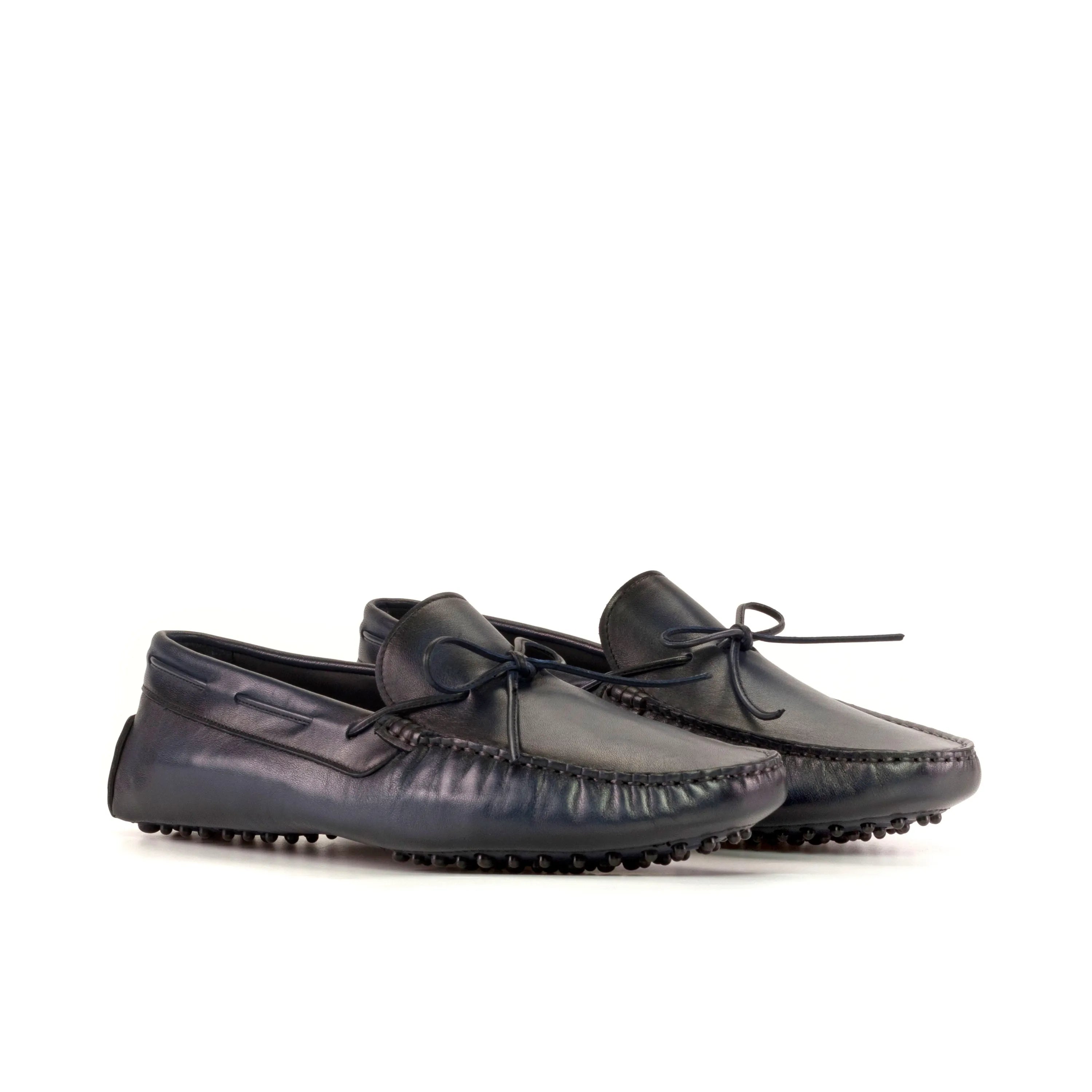 Imperial Driver black leather driving shoes with hand-painted patina