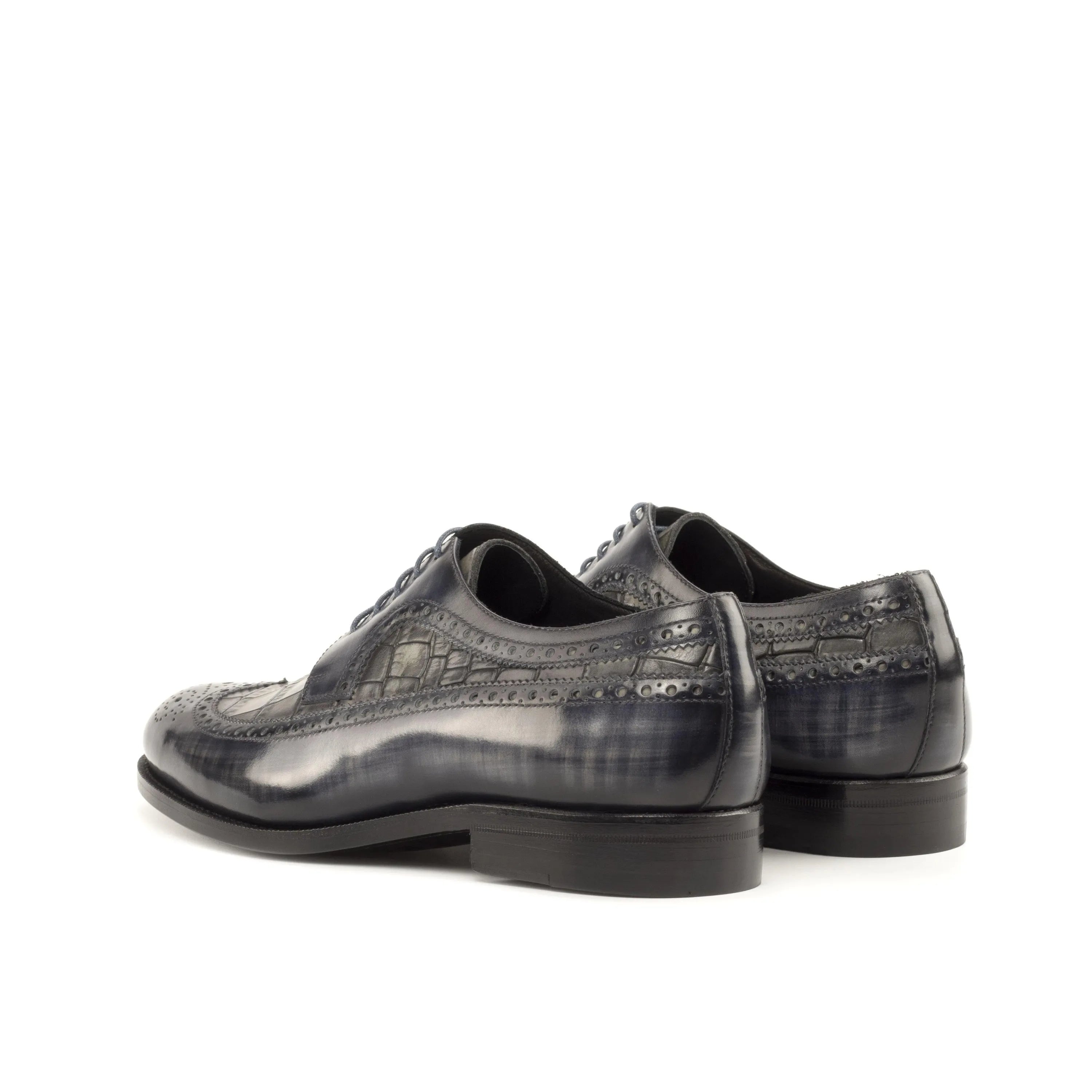 Gray Javis patina longwing blucher wingtip shoes
