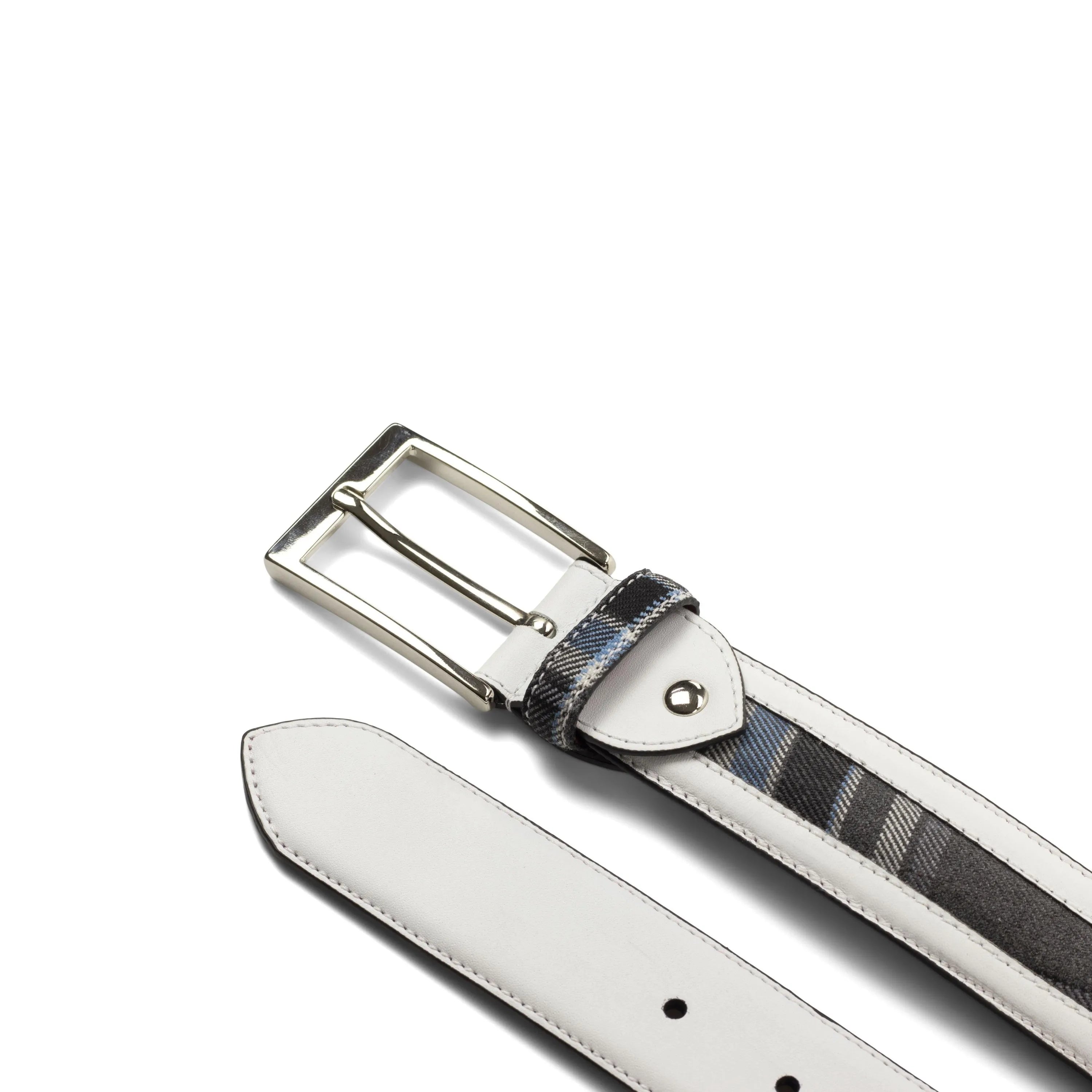 Jazzy Venice belt with white leather and silver buckle