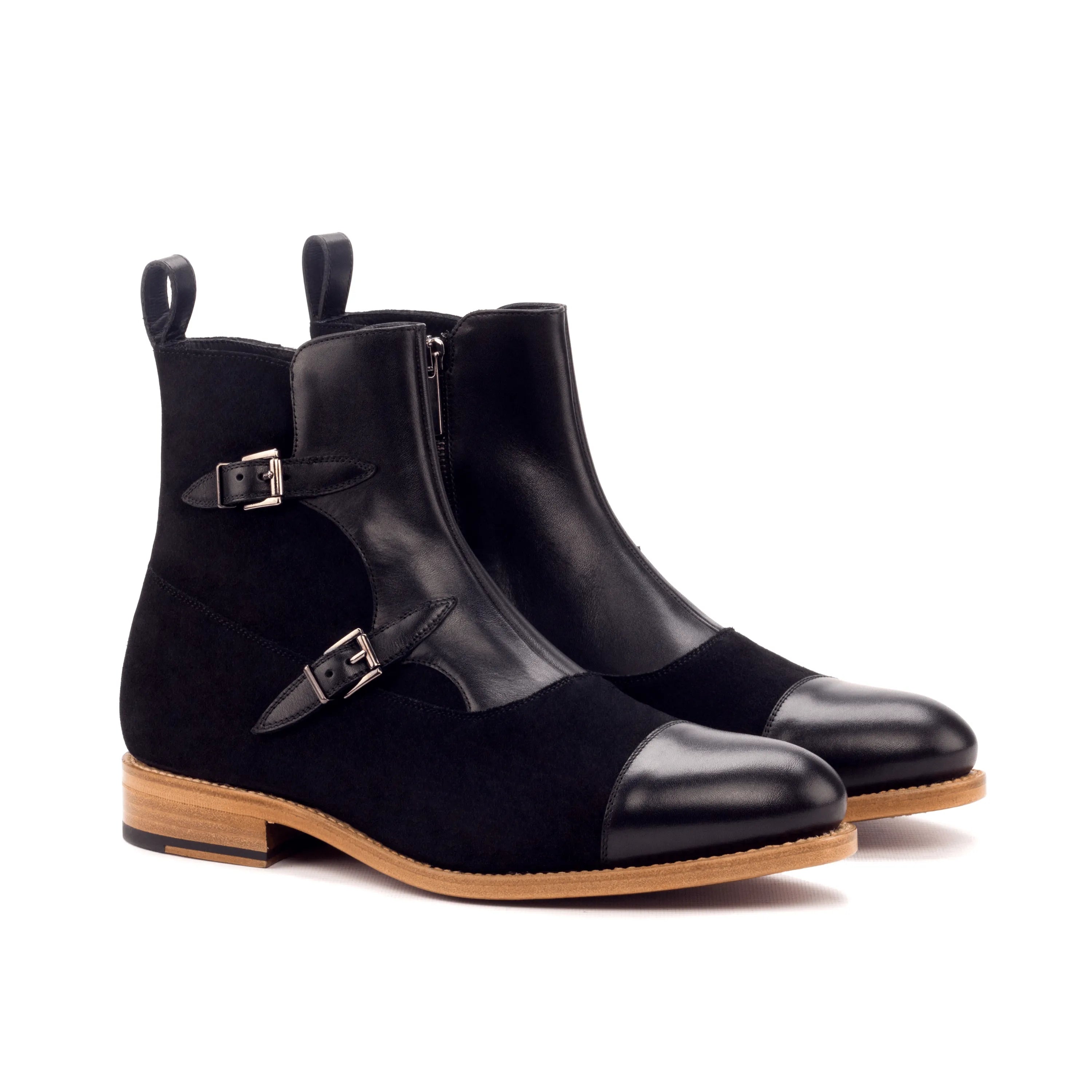 Luther Octavian boots: black leather and suede ankle boots