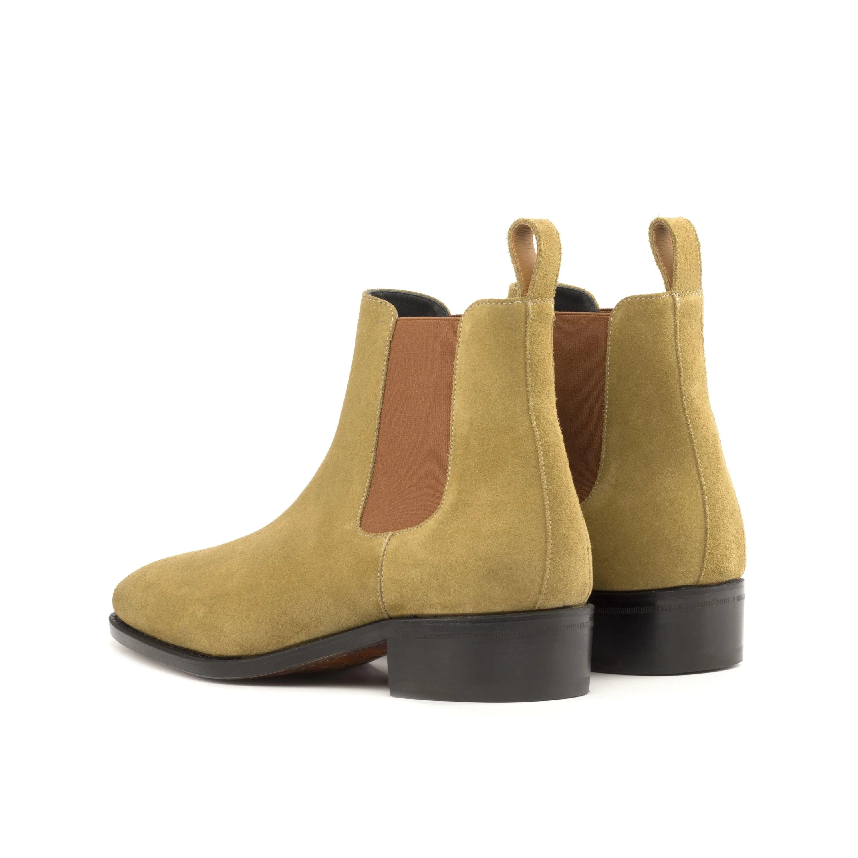 Tan suede Maani Chelsea boots back view