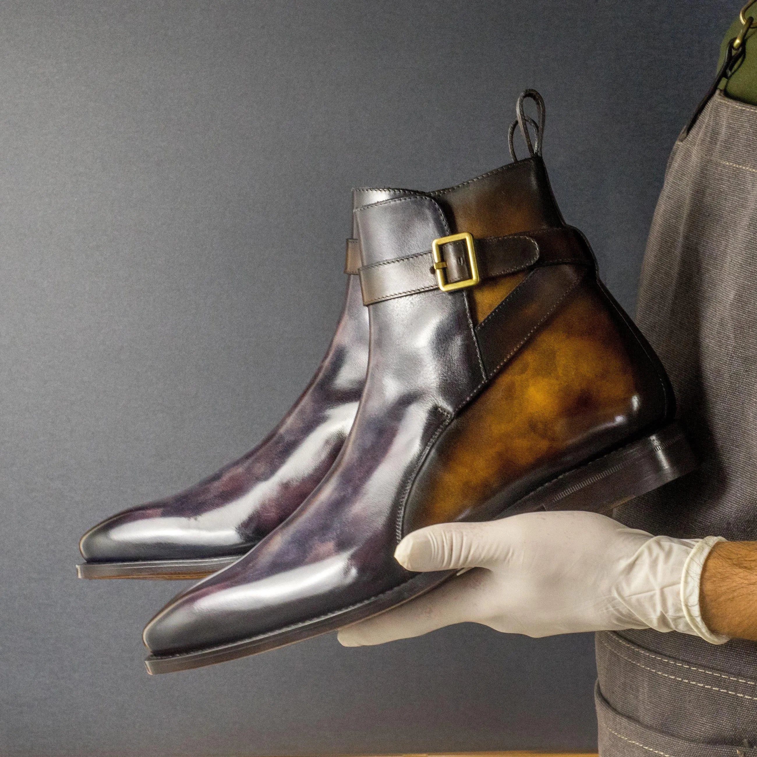 Madrid Jodhpur Patina leather ankle boots with buckle
