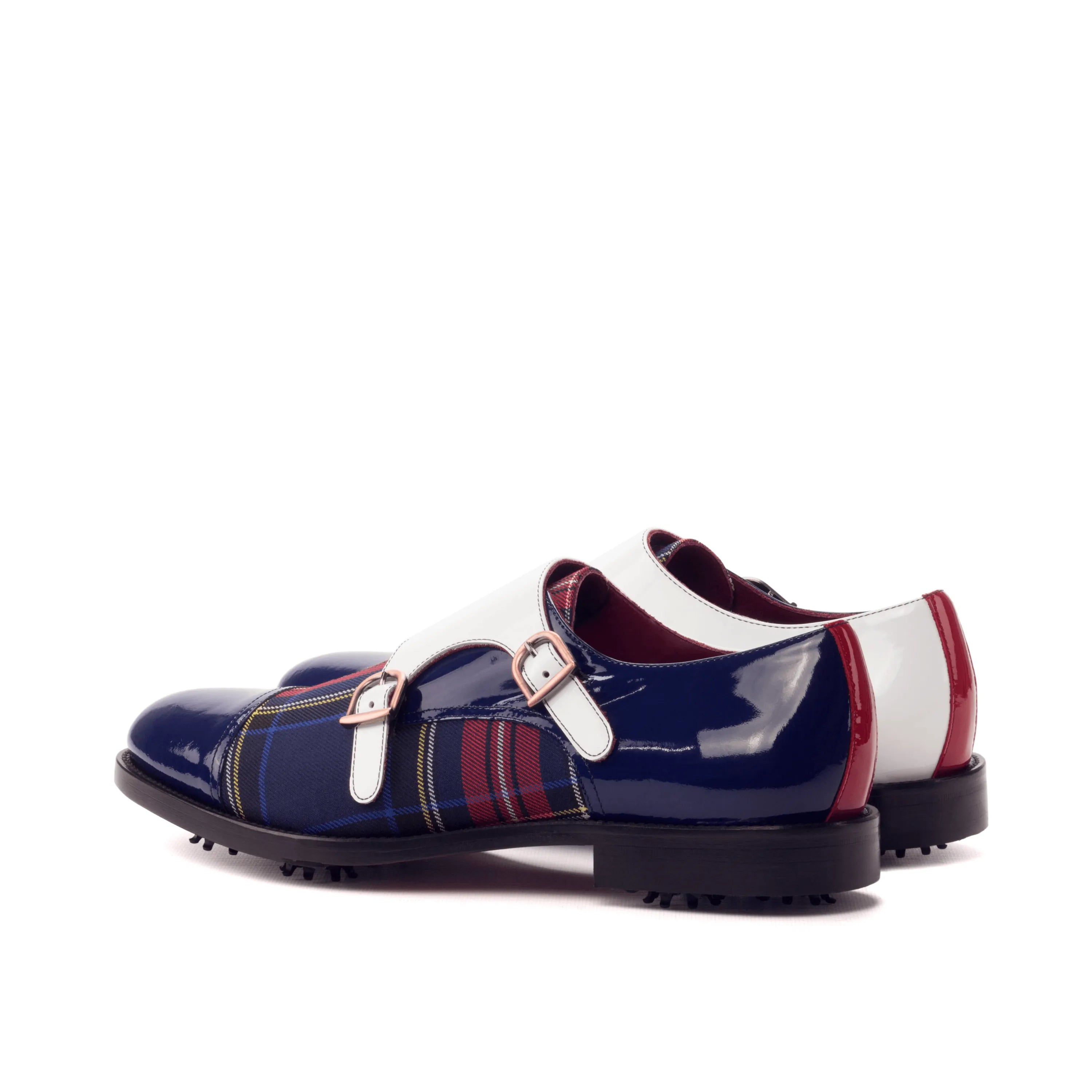 Nationals golf shoes II double monk patent leather plaid calf leather