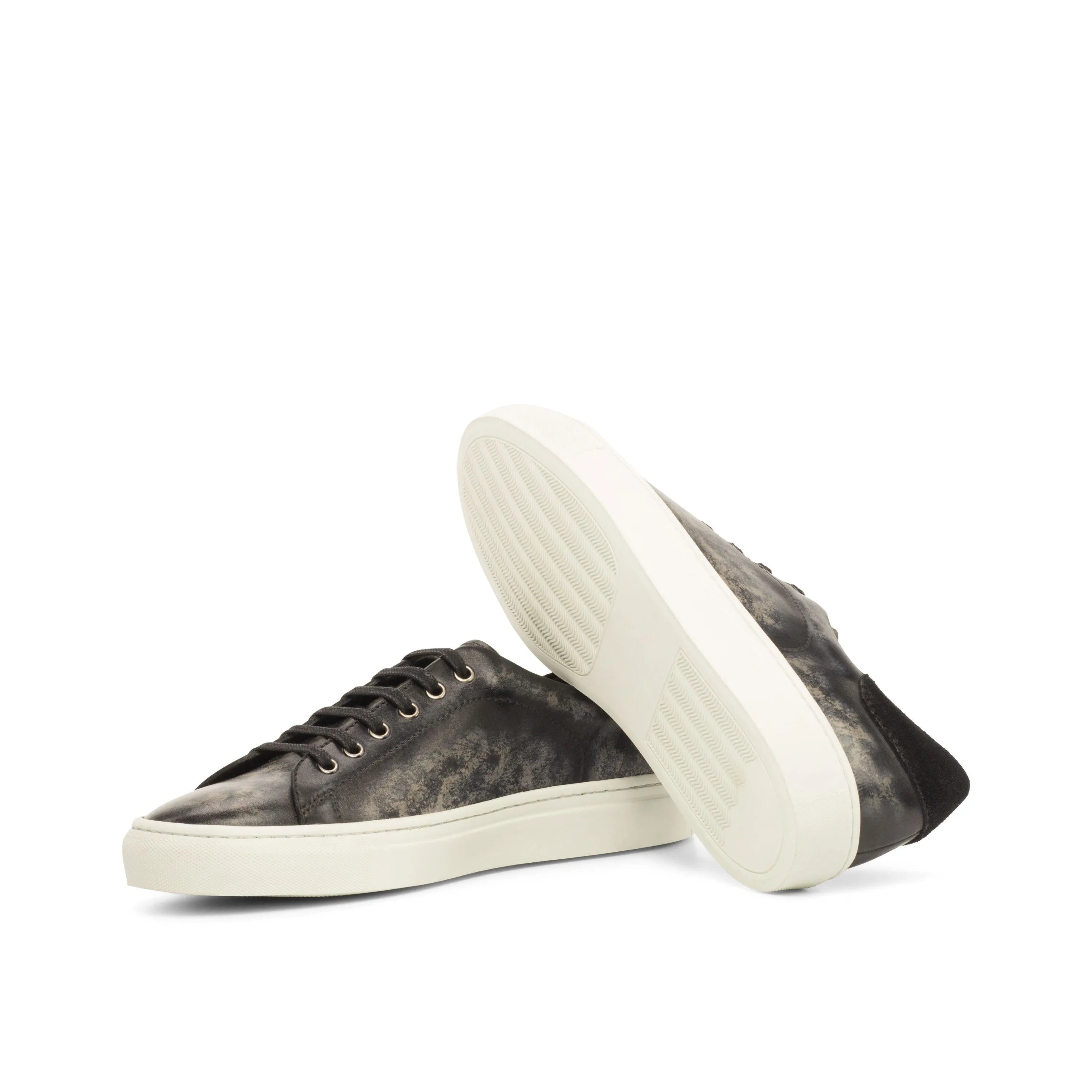 Gray Nira Trainer Patina Sneaker II with white cupsole soles