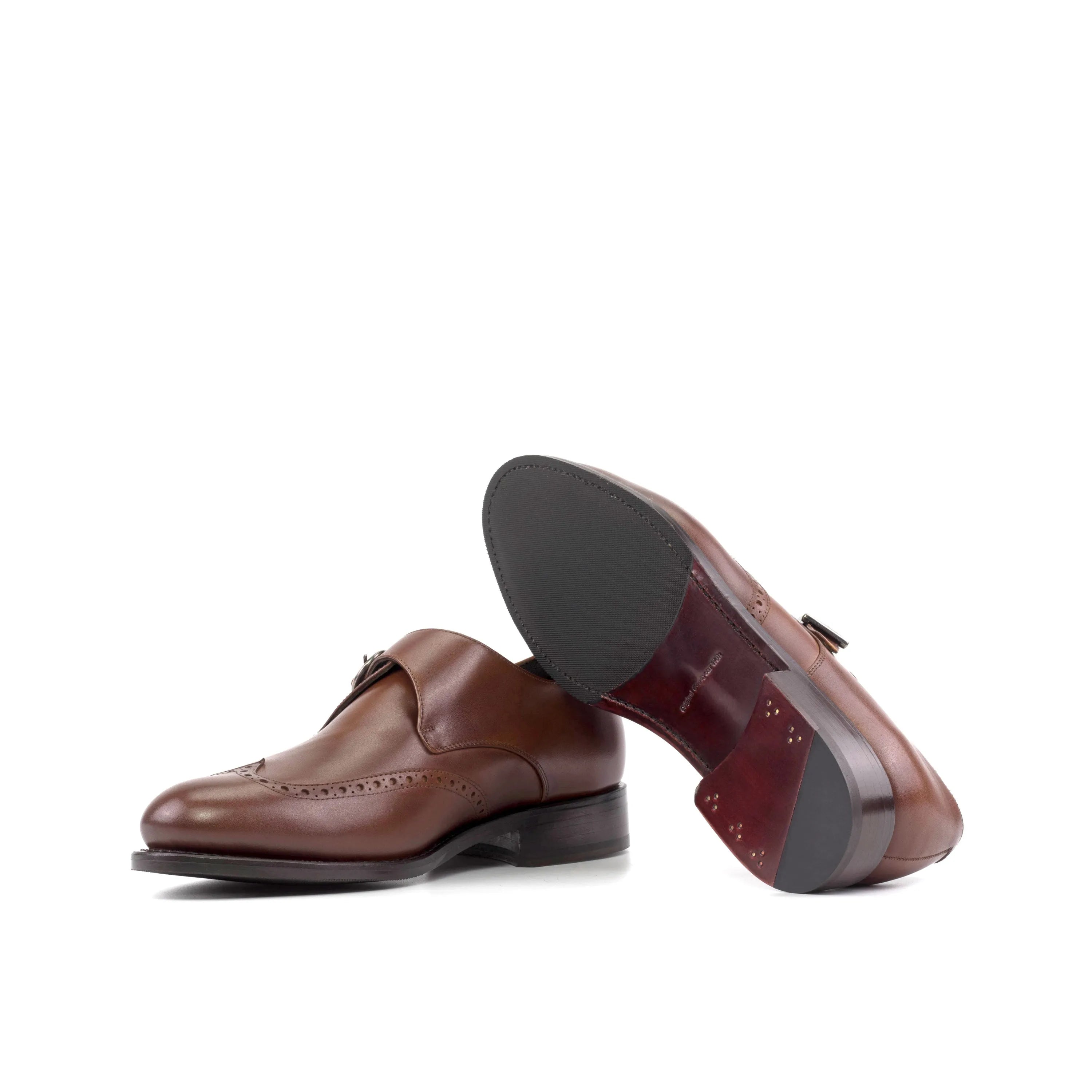 Noble Single Monk pair of brown leather monk strap dress shoes