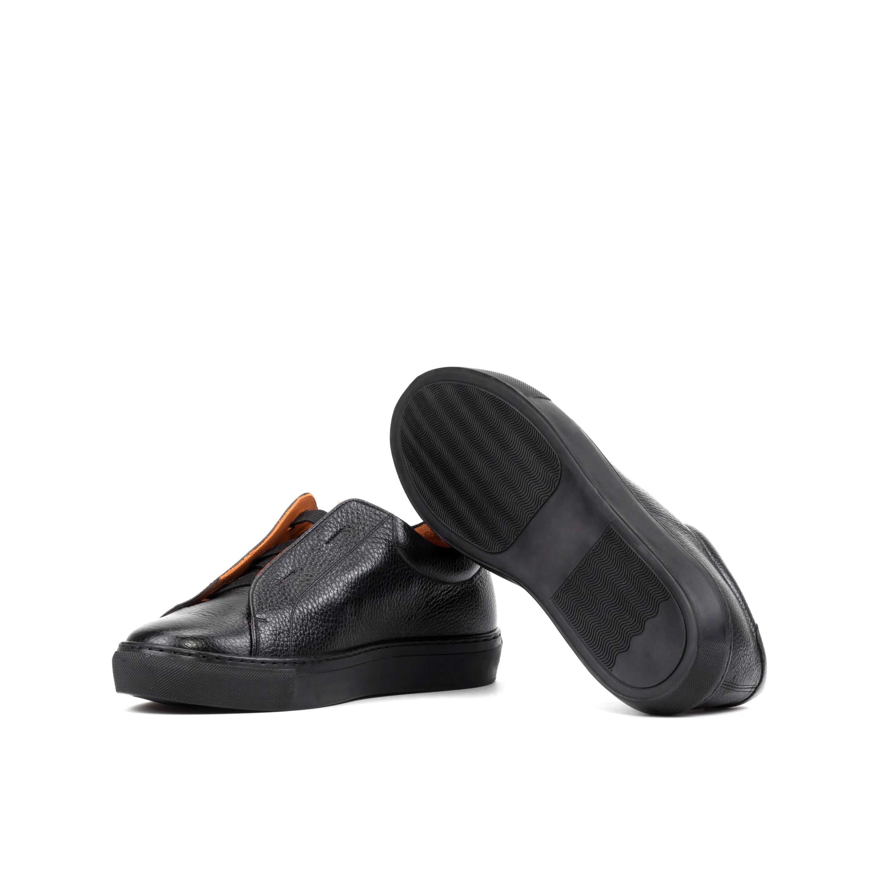 Black Ordogan laceless sneaker II in leather slip-on style