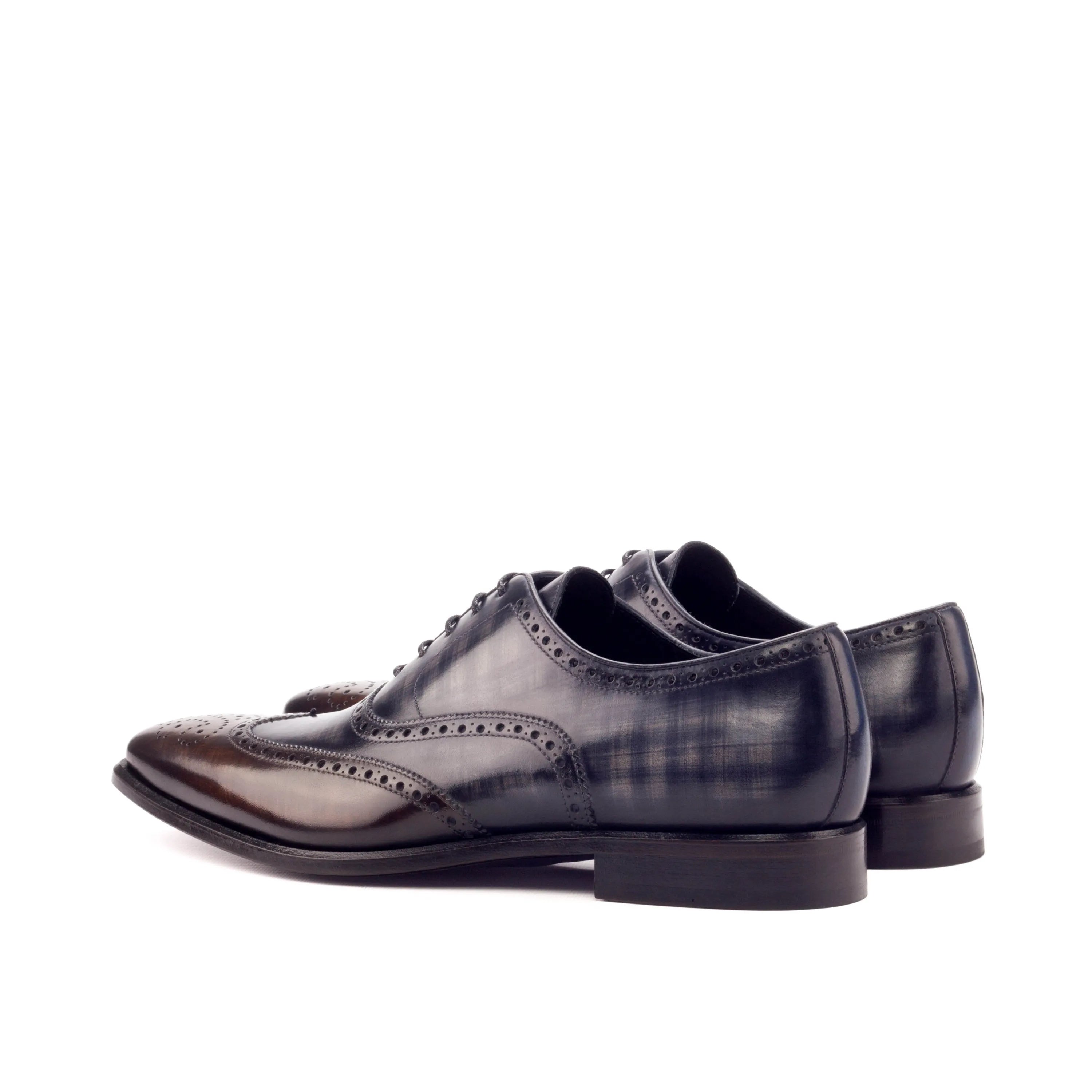 Pair of Owens full brogue patina dark leather dress shoes