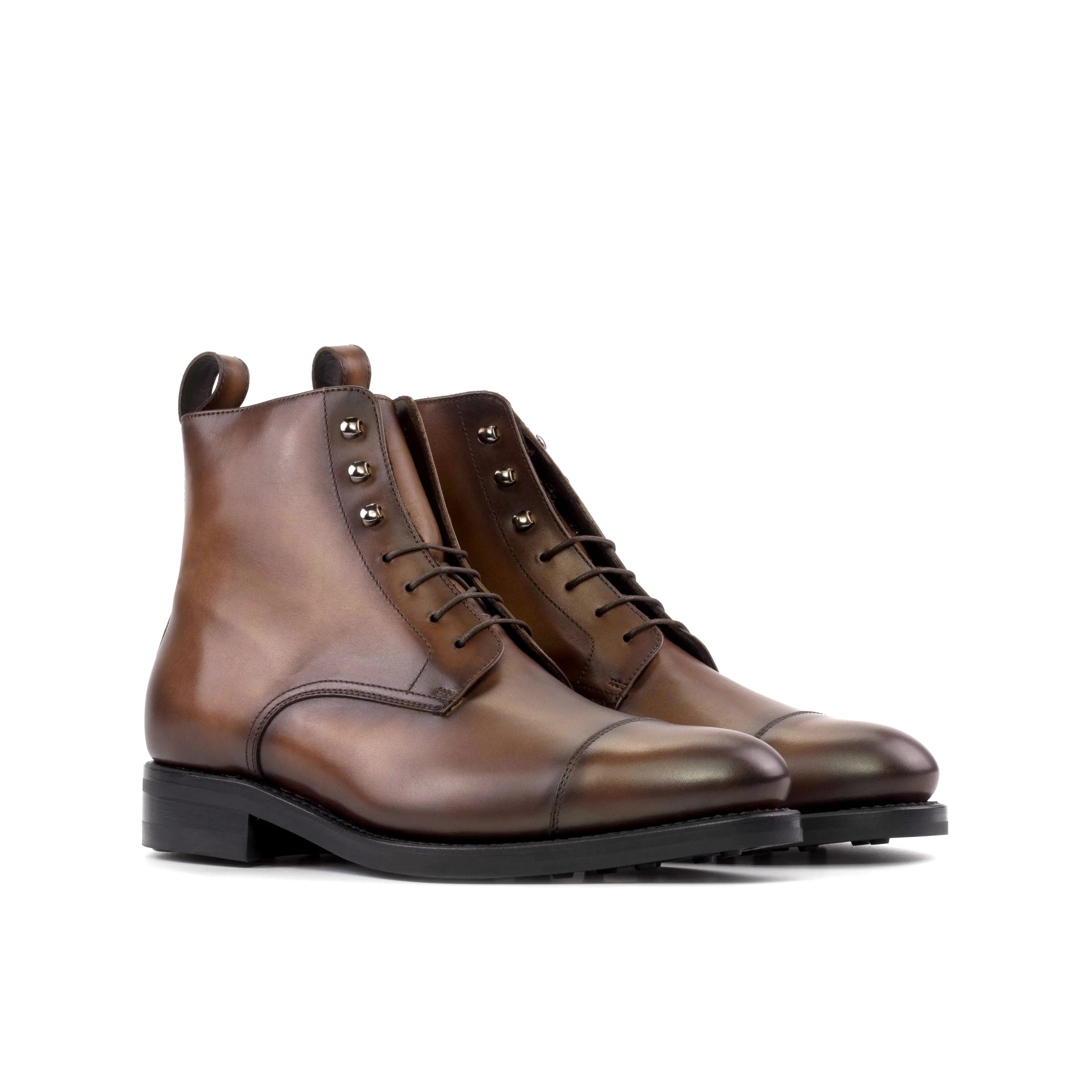 Raj jumper boots brown leather lace-up back view