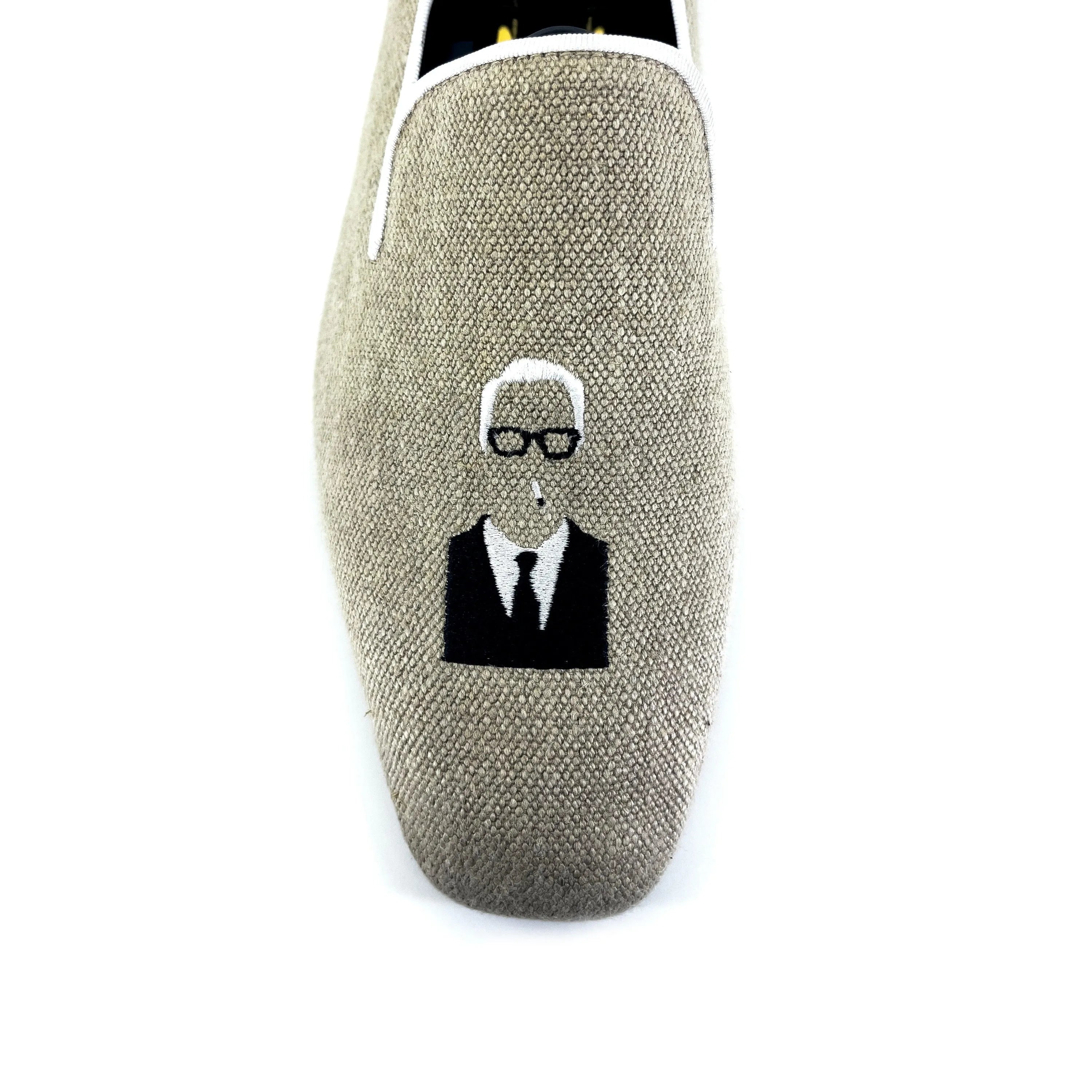 Gray Roger Drake slipon shoe with Karl Lagerfeld design