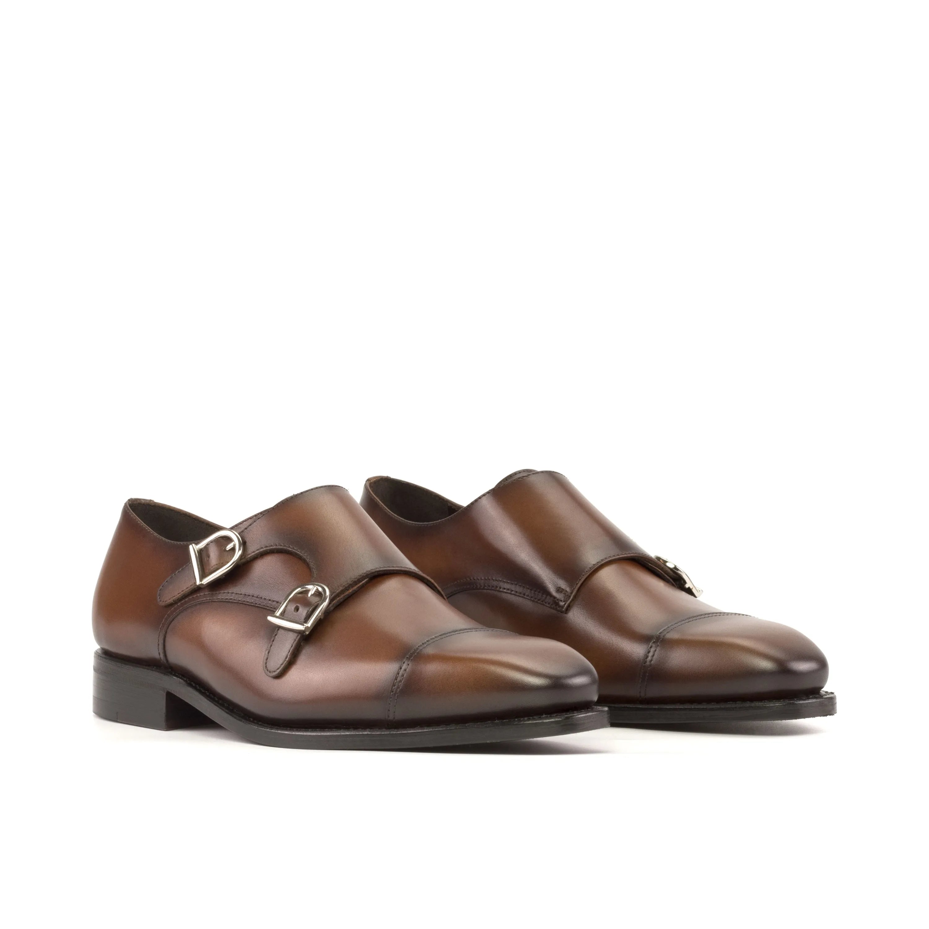 Rosirto Double Monk II brown leather double monk shoes