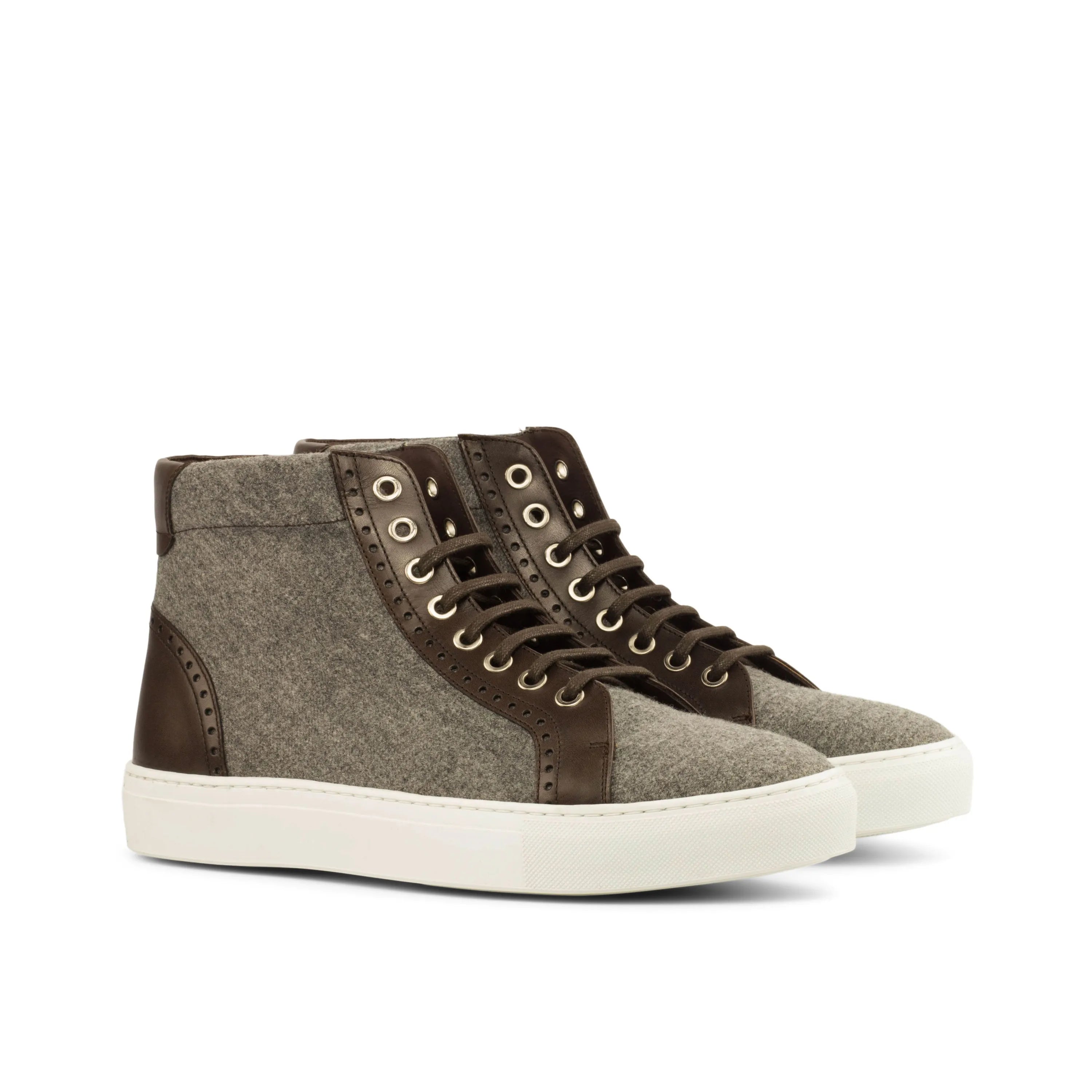 Gray RQ72 High Kicks sneakers in wool high-top design