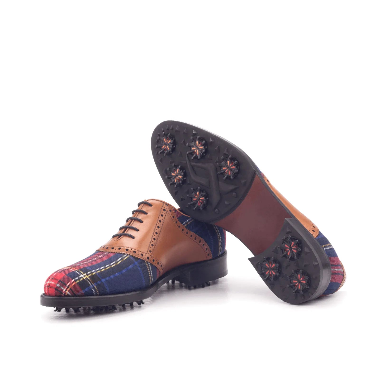 Shapiro Saddle Golf Shoes II tartan golf shoes back view