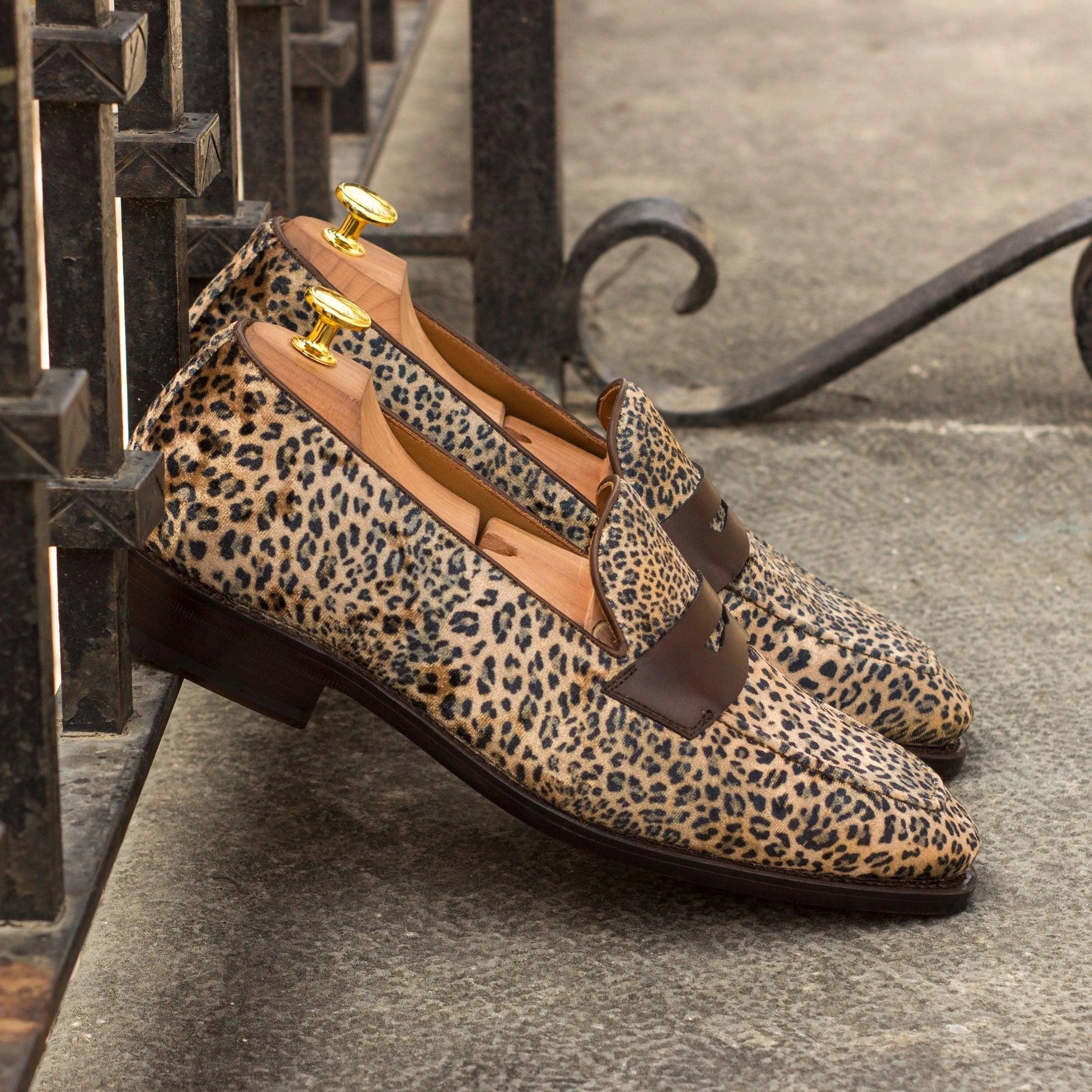 Tilluis Loafers II in leopard print leather, luxury bespoke shoes for men