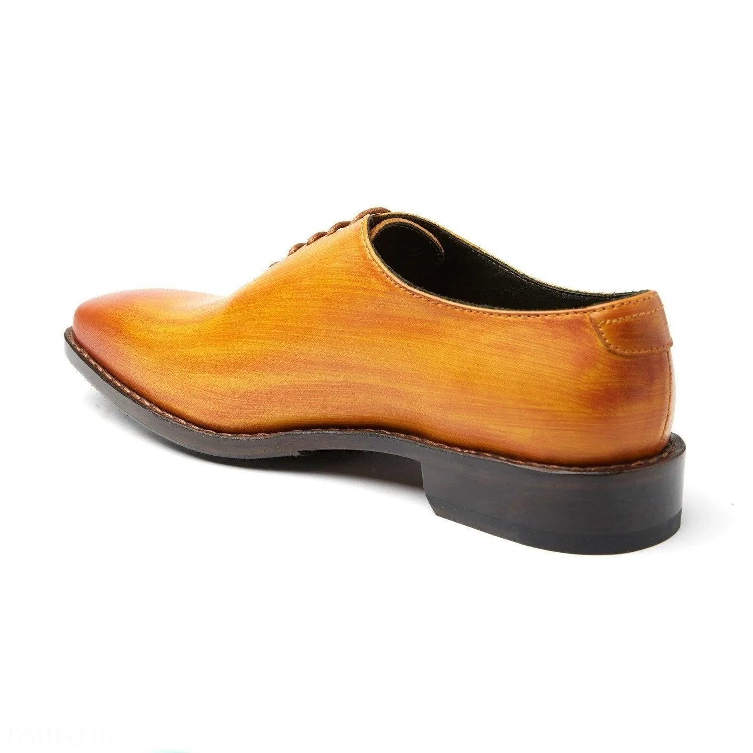 Brown leather elegance wholecut shoe back view for men