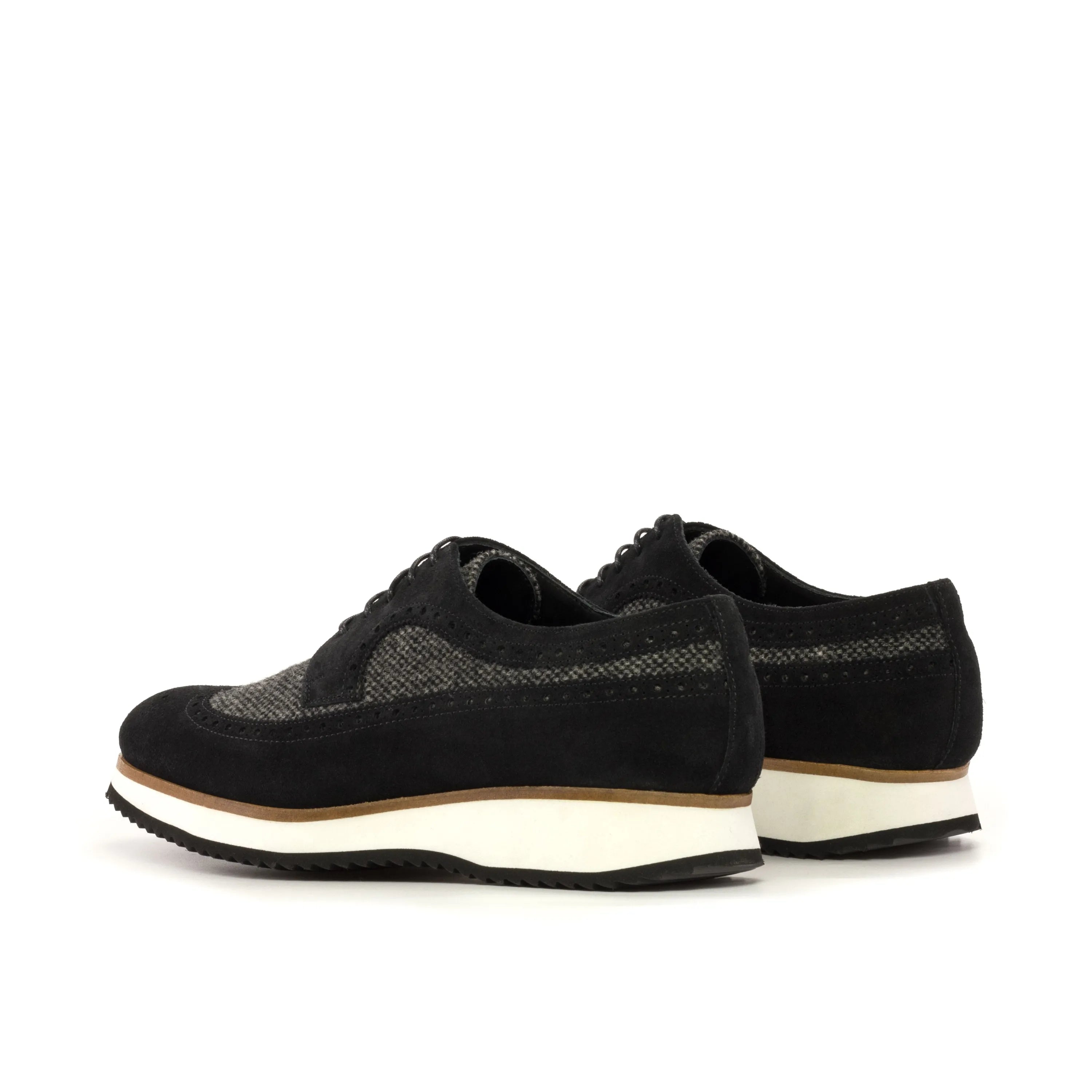 Black and gray town longwing blucher shoes, Town Longwing Blucher rear view