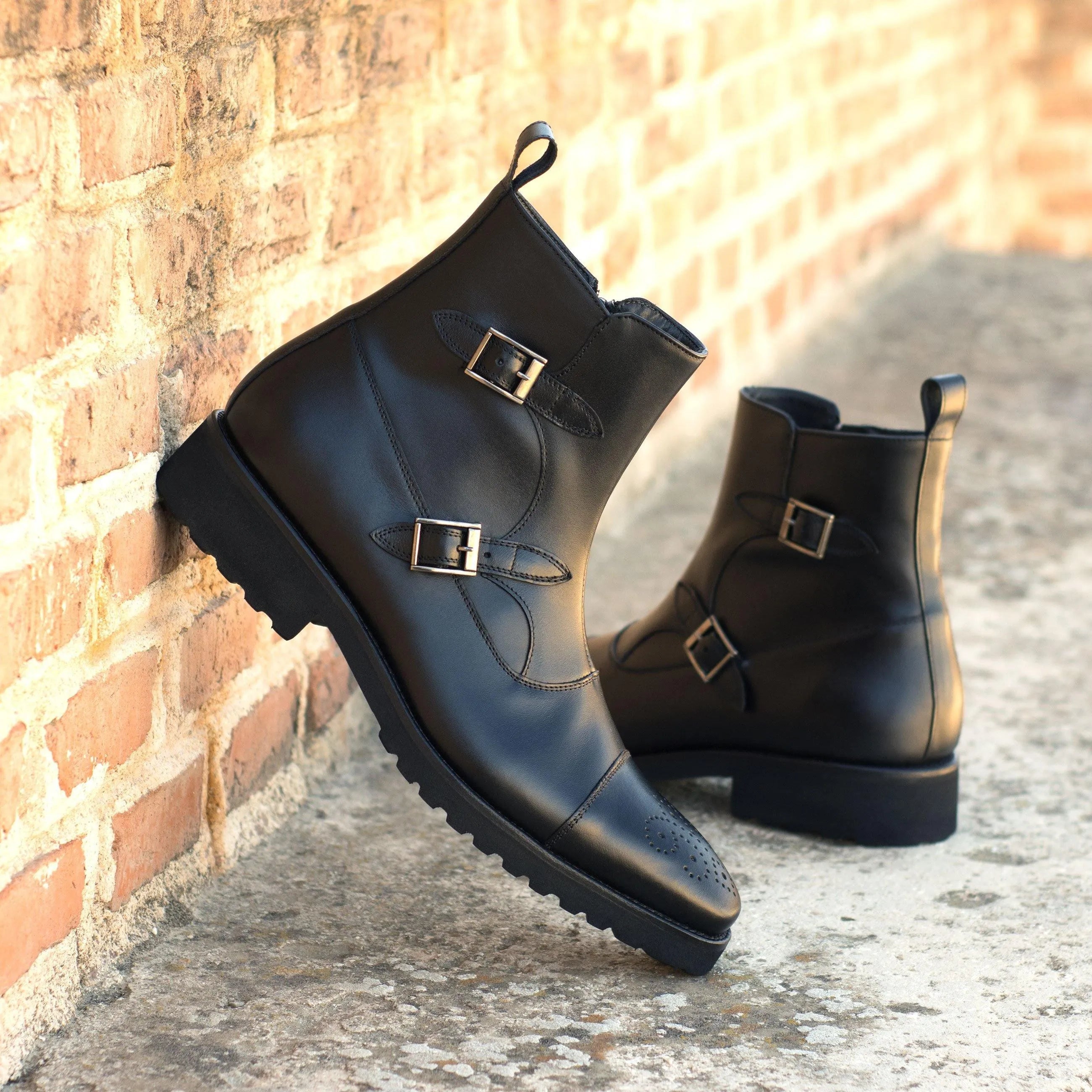 Black leather monk strap Tulum Octavian Boots II