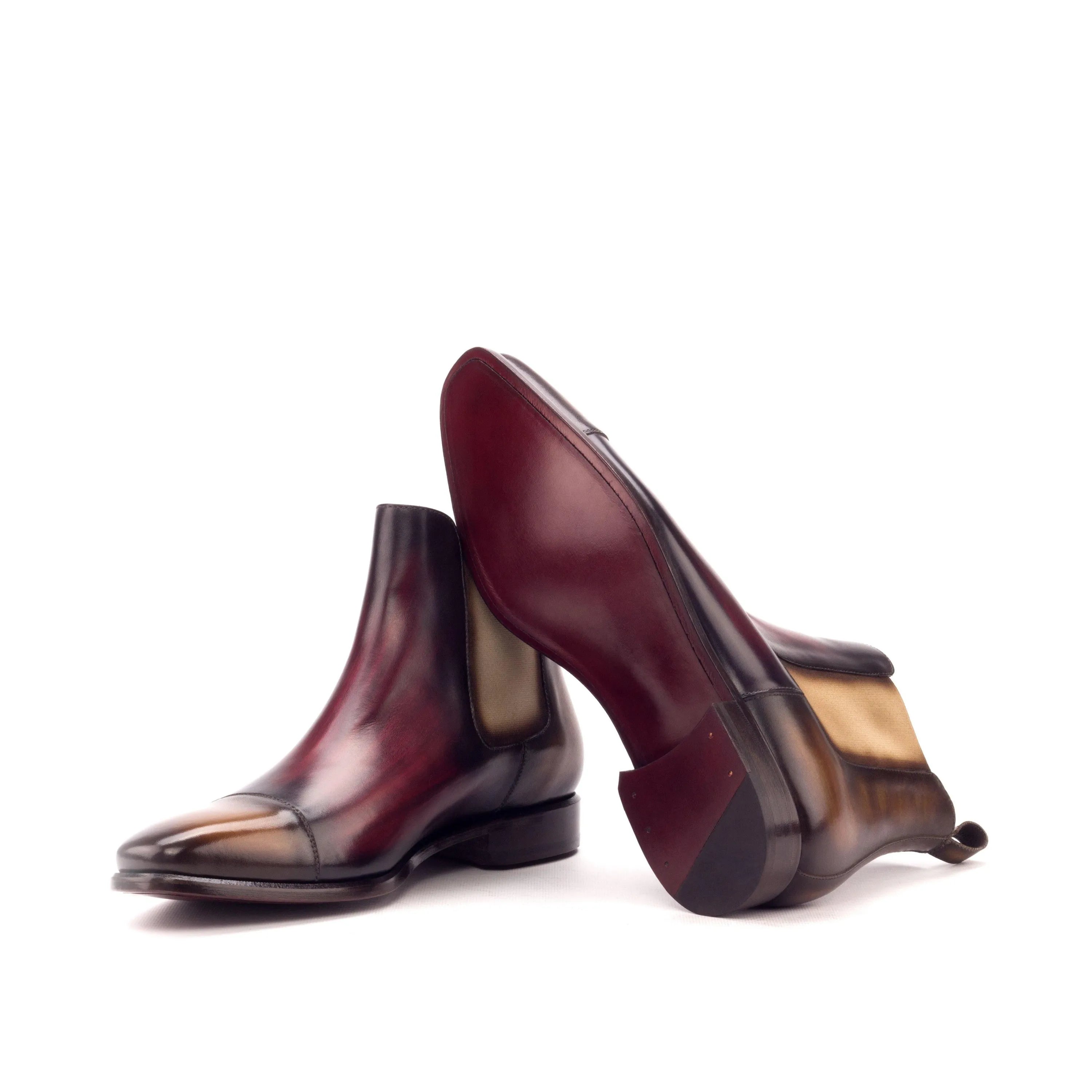 Utah Patina Chelsea crust patina burgundy leather boots pair